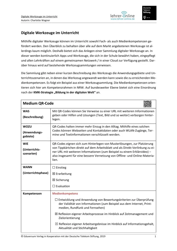 Unterrichtsplanung: Digitale Werkzeuge im Unterricht – Fachartikel 2