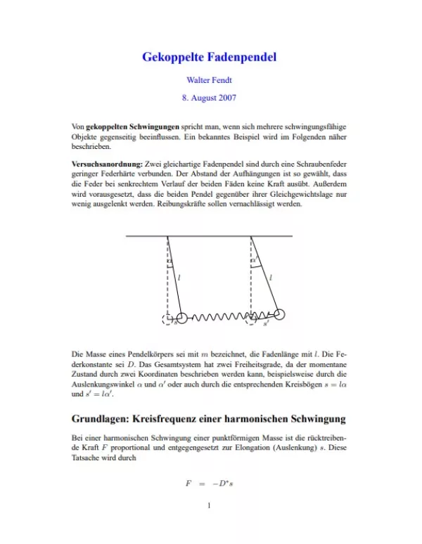 Text: Gekoppelte Fadenpendel