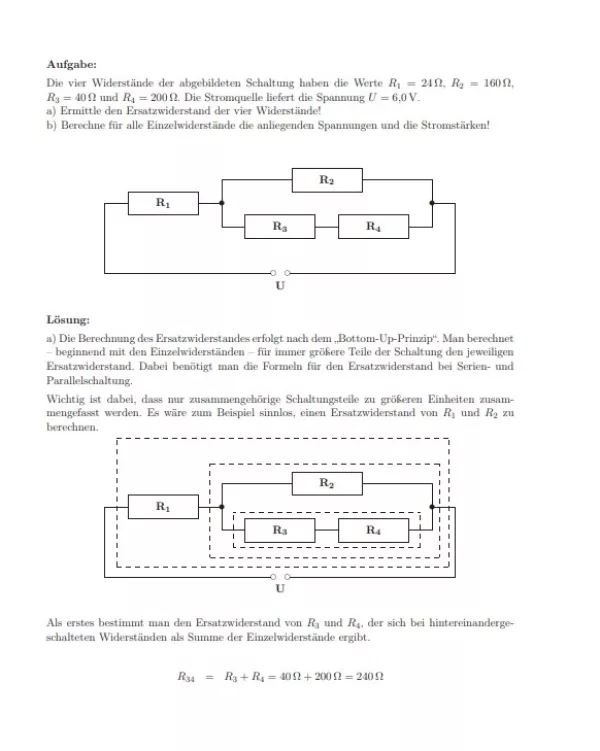 Arbeitsblatt: Schaltungen von Widerständen – Musteraufgabe