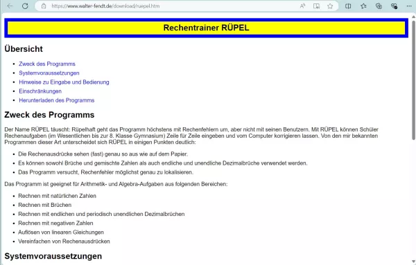 Software: Rechentrainer RÜPEL