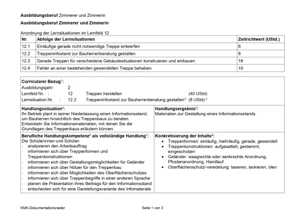 Unterrichtsplanung: Treppeninfostand zur Bauherrenberatung gestalten (DOCX)