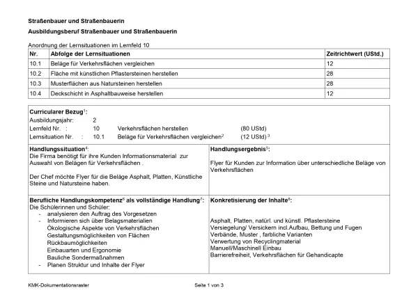 Unterrichtsplanung: Beläge für Verkehrsflächen vergleichen (PDF)