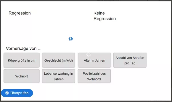 Interaktion: A1-1 Regression – Zahlen vorhersagen. Quiz 1 zum Video