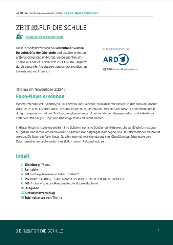 Arbeitsblatt: Fake-News erkennen