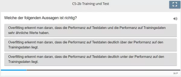 Lernspiel: C5-2 Single Choice: Training und Test (Quiz zum Video)