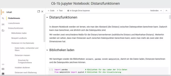 Sonstiges: C6-1 Jupyter Notebook: Distanzfunktionen mit sklearn