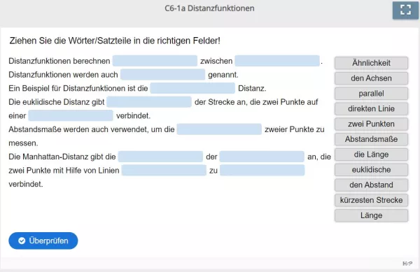 Lernspiel: C6-1 Drag the Words: Distanzfunktionen (Quiz zum Video)