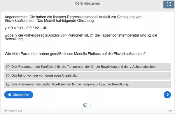 Lernspiel: D3 Question Set: Parameter in maschinell gelernten Modellen (Quiz zum Video)