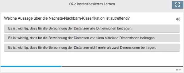 Lernspiel: C6-2 Single Choice: Nächste-Nachbarn-Klassifikation (Quiz zum Video)