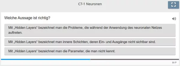 Lernspiel: C7-1 Single Choice: Neuronale Netze (Quiz zum Video)