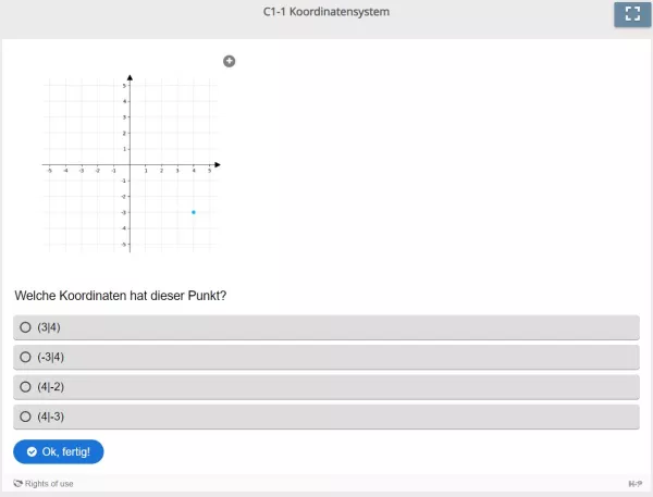 Lernspiel: C1-1 Multiple Choice: Welche Koordinaten hat dieser Punkt? (Quiz zum Video)