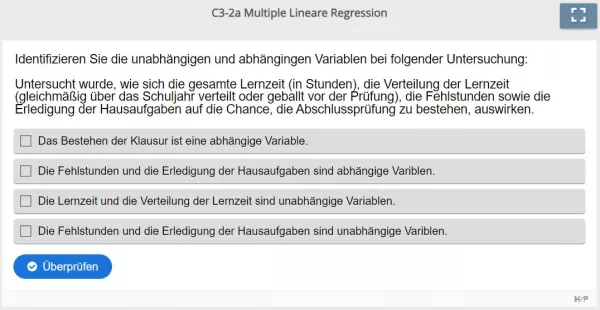 Lernspiel: C3-2 Multiple Choice: Abhängige/Unabhängige Variablen (Quiz zum Video)