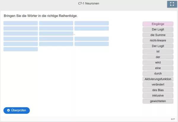 Lernspiel: C7-1 Drag the Words: Logit (Quiz zum Video)