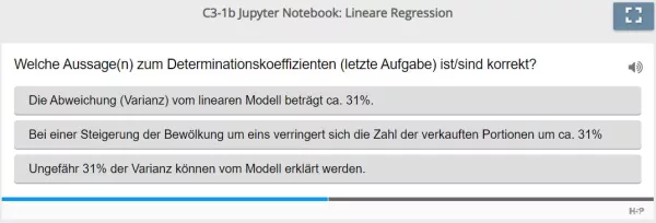 Lernspiel: C3-1 Single Choice: Berechnung des Determinationskoeffizienten (Quiz zum Jupyter Notebook)