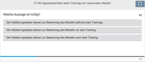 Lernspiel: C7-4 Single Choice: Validierungsdaten (Quiz zum Video)