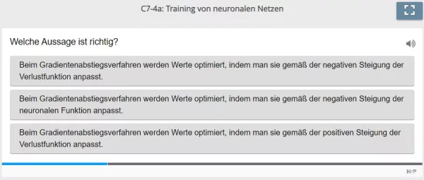 Lernspiel: C7-4 Single Choice: Gradientenabstiegsverfahren (Quiz zum Video)