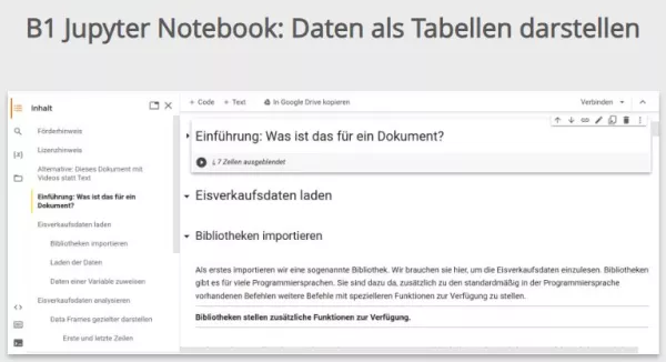 Sonstiges: B1 Jupyter Notebook: Daten als Tabellen darstellen