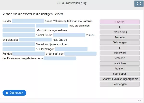 Lernspiel: C5-3 Drag the words: Cross-Validierung (Quiz zum Video)