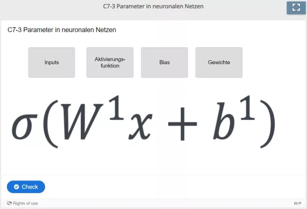 Lernspiel: C7-3 Drag and Drop: Was ist was in der Formel zur Berechnung der Aktivierung? (Quiz zum Video)