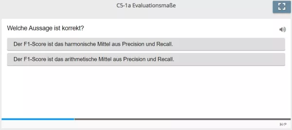 Lernspiel: C5-1 Single Choice: Berechnen Sie den F1-Score (Quiz zum Video)