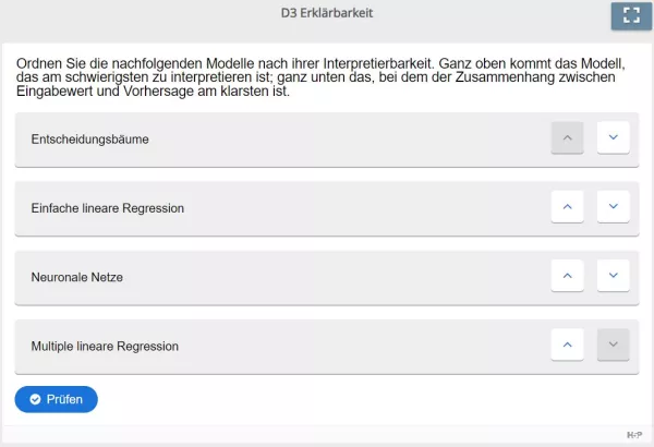 Lernspiel: D3 Sort the Paragraphs: Interpretierbarkeit von Modellen (Quiz zum Video)