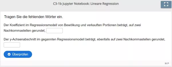 Lernspiel: C3-1 Fill in the blanks: Berechnung des Regressionsmodells (Quiz zum Jupyter Notebook)