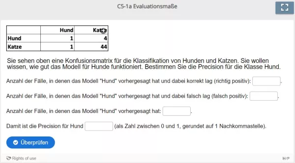 Lernspiel: C5-1 Fill in the Blanks: Bestimmen Sie die Precision für Hunde (Quiz zum Video)