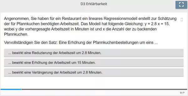 Lernspiel: D3 Single Choice: Parameter bei der linearen Regression (Quiz zum Video)