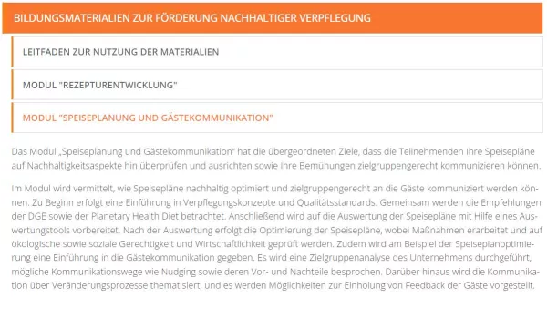 Unterrichtsplanung: Modul „Speiseplanung und Gästekommunikation“