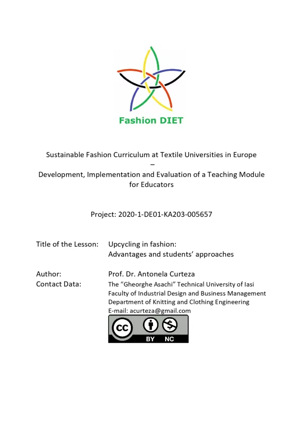 Unterrichtsbaustein: Fashion DIET: Upcycling in fashion: Advantages and students’ approaches (DOCX)