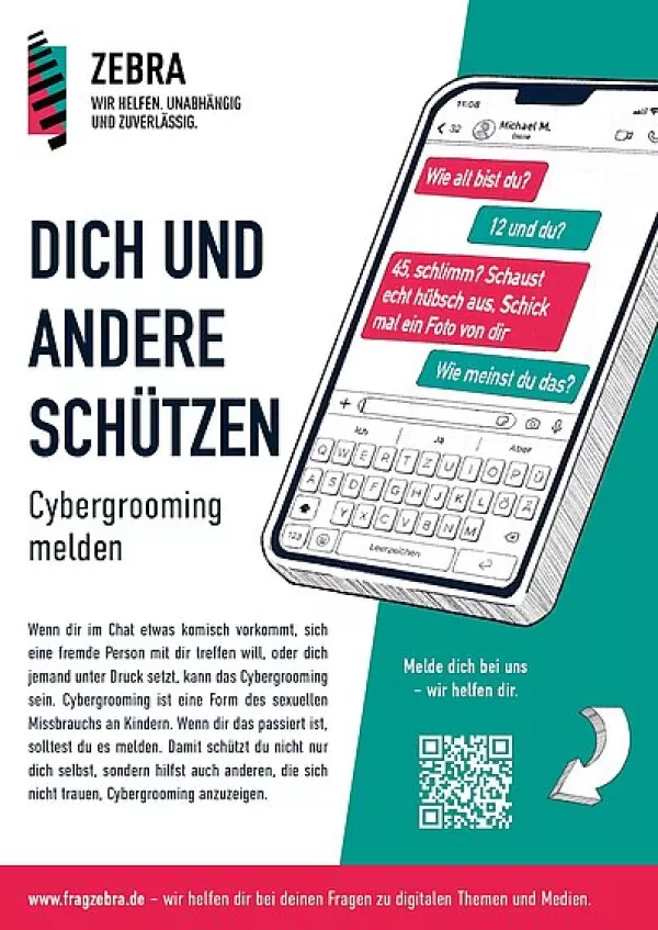 Broschuere: Dich und andere schützen - Cybergrooming melden