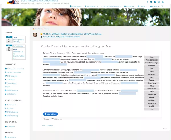 Interaktion: Charles Darwins Überlegungen zur Entstehung der Arten - Interaktive Lerneinheit