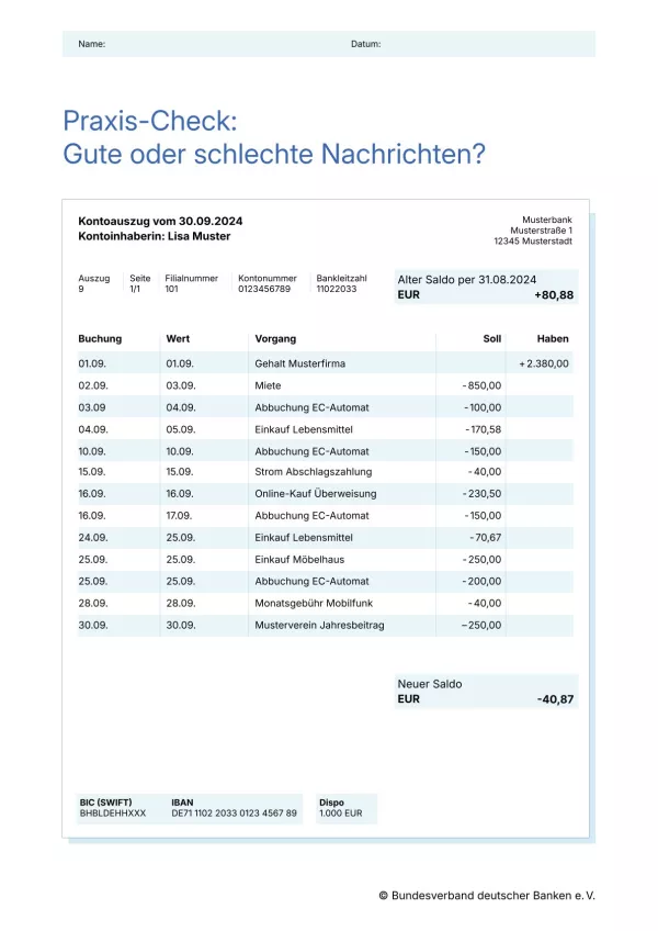 Arbeitsblatt: Zahlungsverkehr | Gute oder schlechte Nachrichten? (Arbeitsblatt)