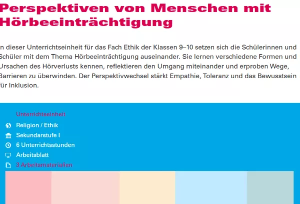 Unterrichtsplanung: Perspektiven von Menschen mit Hörbeeinträchtigung