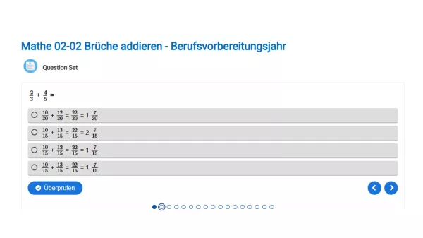 Interaktion: Brüche addieren 2 - Berufsvorbereitungsjahr