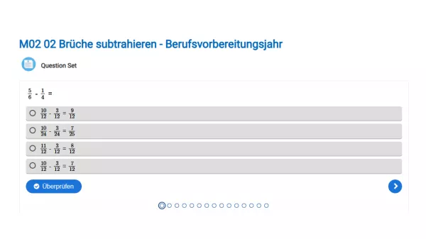 Interaktion: Brüche subtrahieren - Berufsvorbereitungsjahr