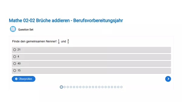 Interaktion: Brüche addieren 1 - Berufsvorbereitungsjahr