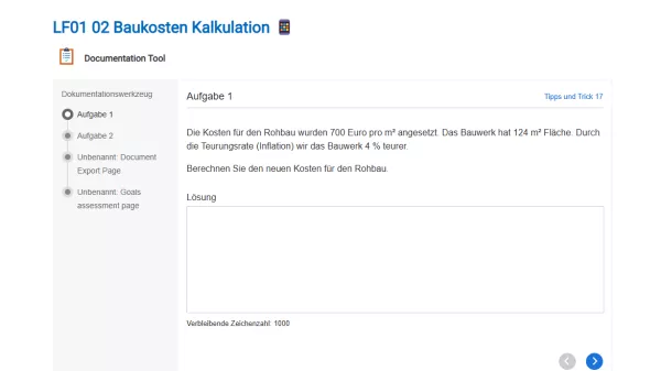 Interaktion: Baukosten Kalkulation