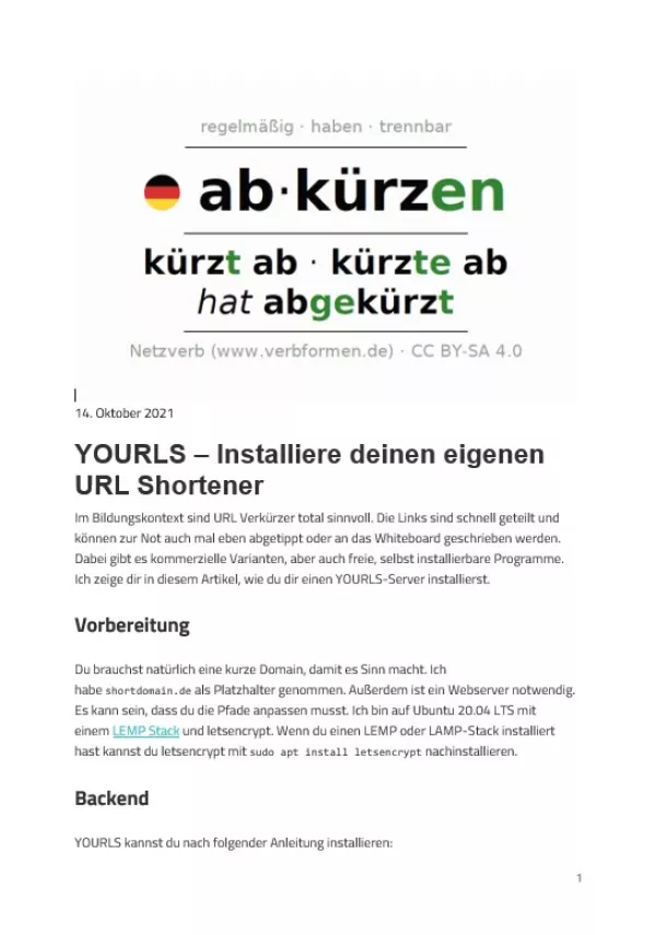 Text: YOURLS - Installiere deinen eigenen URL-Shortener