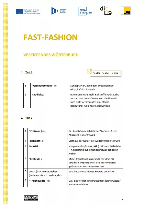 Text: Fast Fashion | Vertiefendes Wörterbuch