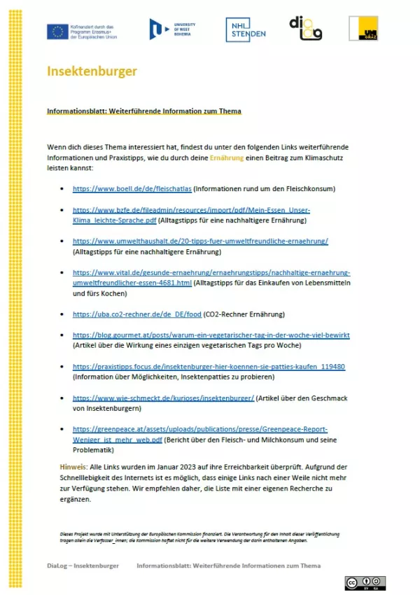 Text: Insektenburger | Weiterführende Informationen