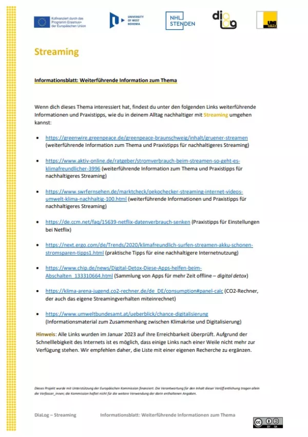 Text: Streaming | Weiterführende Informationen