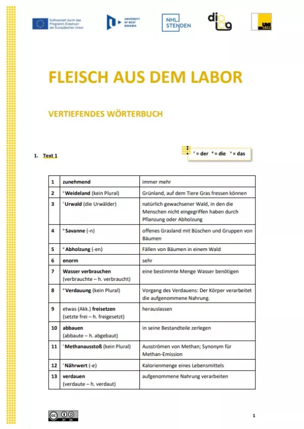 Text: Fleisch aus dem Labor | Vertiefendes Wörterbuch