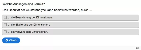 Lernspiel: C8-1 Multiple Choice: Einfluss auf die Clusteranalyse. Quiz zum Video