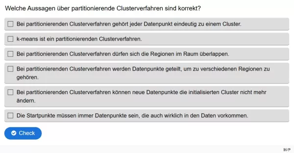 Lernspiel: C8-2 Multiple Choice: Partitionierende Clusterverfahren. Quiz zum Video