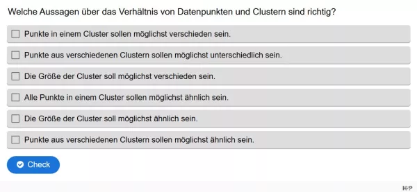 Lernspiel: C8-1 Multiple Choice: Datenpunkte und Cluster. Quiz zum Video