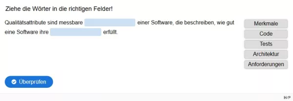 Lernspiel: G4-1 Drag the Words: Qualitätsattribute. Quiz zum Video