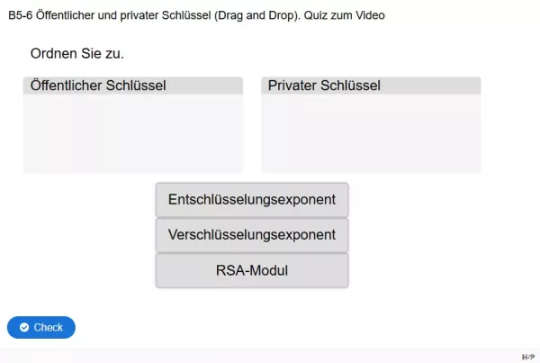 Lernspiel: B5-6 Öffentlicher und privater Schlüssel. Quiz zum Video