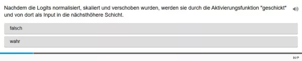 Lernspiel: C9-4 Single Choice: Auswirkungen von Batchnormalisierung. Quiz zum Video