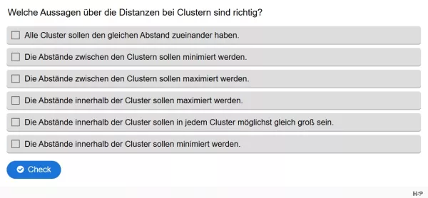 Lernspiel: C8-1 Multiple Choice: Distanzen in Clustern. Quiz zum Video